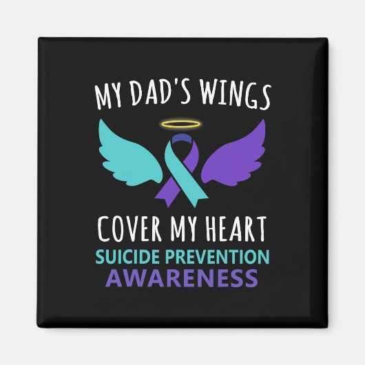 My Dad's Wings Hoesje Heart Suicide Awareness Ribb Magneet (Voorkant)