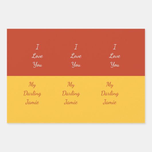 My Darling I Love You Bold Red and Yellow Unique Inpakpapier Vel (Voorkant)
