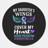 My Daughter's Wings Cover Heart Suicide Awareness  Ronde Sticker (Voorkant)