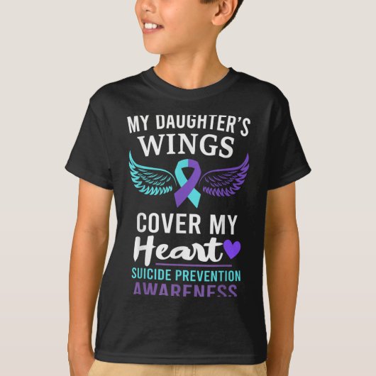 My Daughter's Wings Cover Heart Suicide Awareness  T-shirt (Voorkant)