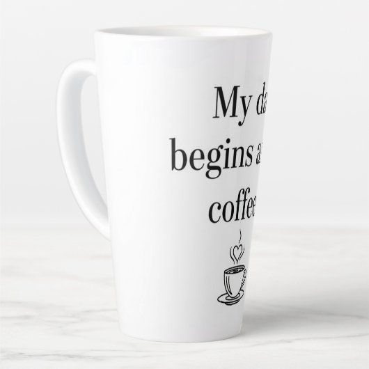 My Day Begins After Coffee - Minimalist Quote Latte Mok (Linkerhoek)