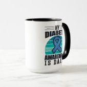 My Diabetes Awareness Is Daily | T1D & T2D Support Mok (Voorkant rechts)