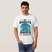 My Diabetes Awareness Is Daily | T1D & T2D Support T-shirt (Voorkant volledig)
