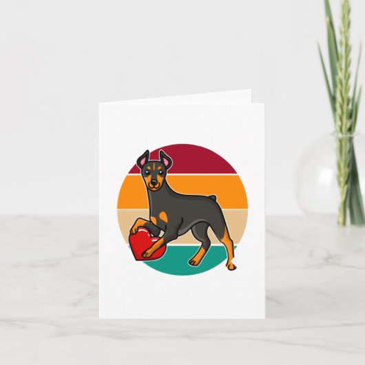 My Doberman Is My Valentine Heart Retro Sunset Dog Kaart (Voorkant)