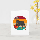My Doberman Is My Valentine Heart Retro Sunset Dog Kaart (Gele Bloem)