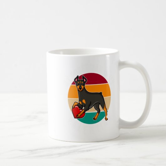 My Doberman Is My Valentine Heart Retro Sunset Dog Koffiemok (Rechts)