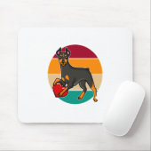 My Doberman Is My Valentine Heart Retro Sunset Dog Muismat (Met muis)