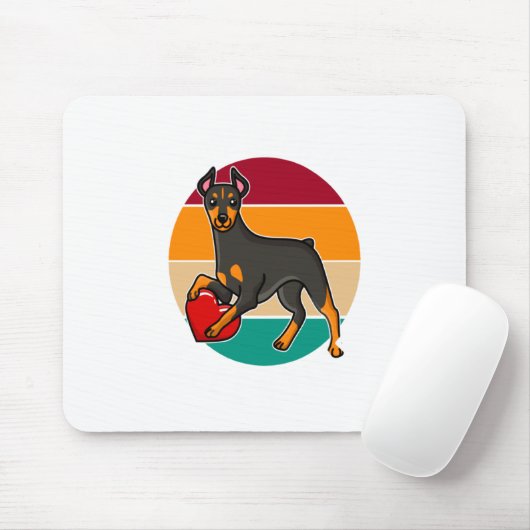 My Doberman Is My Valentine Heart Retro Sunset Dog Muismat (Met muis)