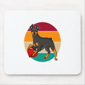 My Doberman Is My Valentine Heart Retro Sunset Dog Muismat (Voorkant)