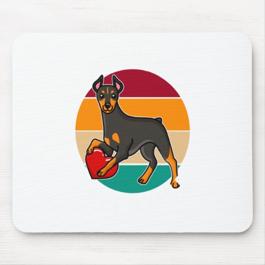My Doberman Is My Valentine Heart Retro Sunset Dog Muismat (Voorkant)