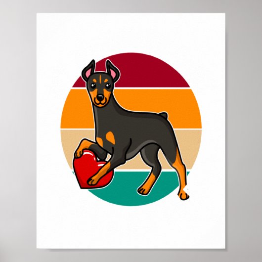 My Doberman Is My Valentine Heart Retro Sunset Dog Poster (Voorkant)