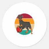 My Doberman Is My Valentine Heart Retro Sunset Dog Ronde Sticker (Voorkant)