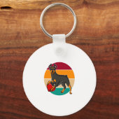 My Doberman Is My Valentine Heart Retro Sunset Dog Sleutelhanger (Voorkant)