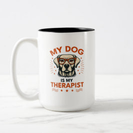 My dog is my therapist tweekleurige koffiemok
