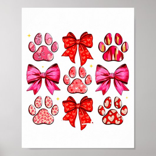 My Dog Is My Valentine Coquette Bow Dog Paw Valent Poster (Voorkant)