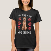 My Dog Is My Valentine Cute Irish Terrier Dog Paw  T-shirt (Voorkant)