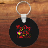 My Dog Is My Valentine Day Heart Love Dog Valenti Sleutelhanger (Voorkant)