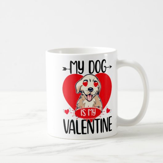 My Dog Is My Valentine Day Heart Love Dog Valentin Koffiemok (Rechts)
