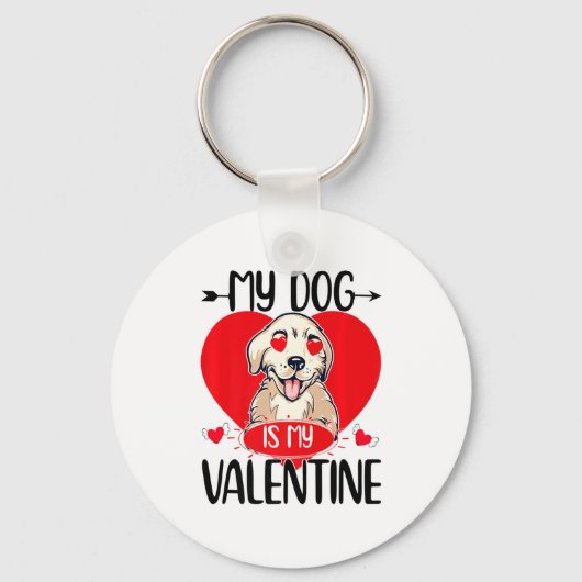 My Dog Is My Valentine Day Heart Love Dog Valentin Sleutelhanger (Voorkant)