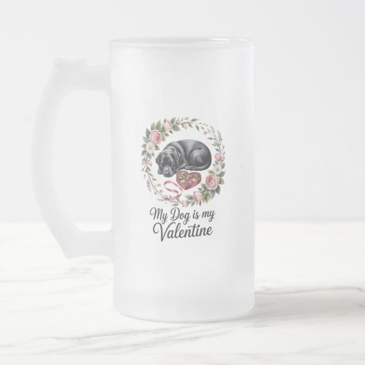 My Dog Is My Valentine Floral Puppy Lover Design Matglas Bierpul (Links)