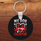 My Dog Is My Valentine Funny Paw Heart Pet Owner P Sleutelhanger (Voorkant)