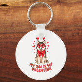 My Dog Is My Valentine Husky Heart Gles Valentines Sleutelhanger (Voorkant)