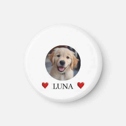 My Dog Personalized Photo & Name & Hearts Magnet (Voorkant)