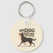 My Dog Runs My Life Doberman Running Art Sleutelhanger (Voorkant)