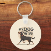 My Dog Runs My Life Doberman Running Art Sleutelhanger (Voorkant)
