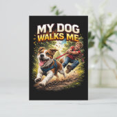 My Dog Walks Me Bedankkaart (Staand voorkant)