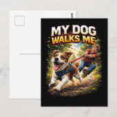 My Dog Walks Me Briefkaart (Voorkant / Achterkant)