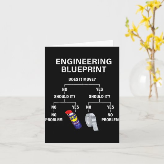 My Engineering Blueprint - Funny Engineer Kaart (Gele Bloem)