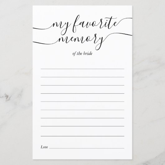 My Favoriete Herinnering Bruiloftsspel Kaart (Voorkant)
