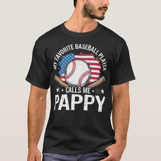 My Favorite Baseball Player Calls Me Pappy Usa Fla T-shirt (Voorkant)