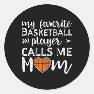 My Favorite Basketball Player Calls Me Mom Vintage Ronde Sticker