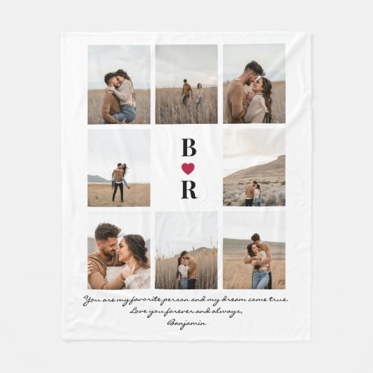 My Favorite Person Script Valentine's Day 8-Photo Fleece Deken (Voorkant)