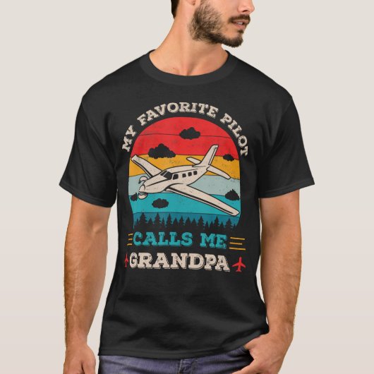 My Favorite Pilot Calls Me Grandpa Funny Pilot Gra T-shirt (Voorkant)