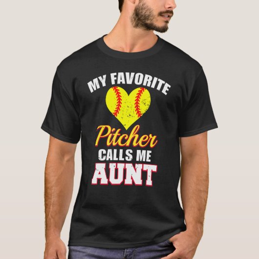 My Favorite Pitcher Calls Me Aunt Pitcher Softball T-shirt (Voorkant)
