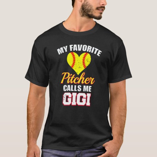 My Favorite Pitcher Calls Me Gigi Pitcher Softball T-shirt (Voorkant)