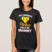 My Favorite Pitcher Calls Me Grammy Pitcher Softba T-shirt (Voorkant)