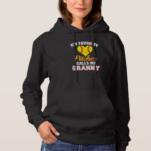 My Favorite Pitcher Calls Me Granny Pitcher Softba Hoodie (Voorkant)