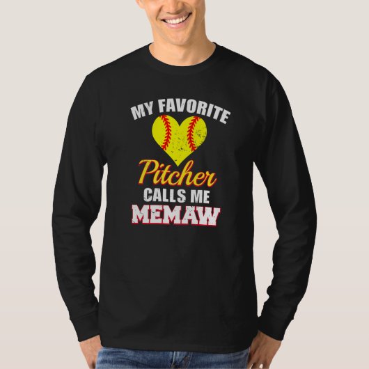 My Favorite Pitcher Calls Me Memaw Pitcher Softbal T-shirt (Voorkant)