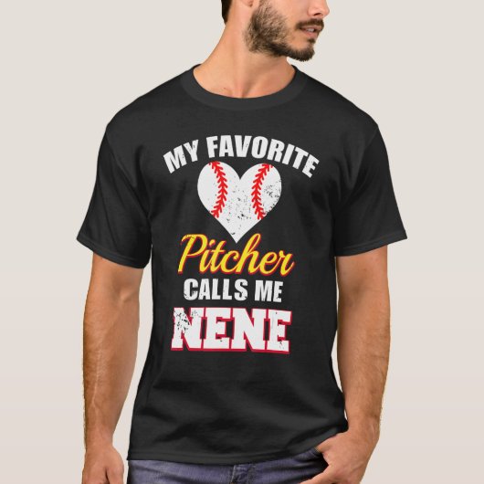 My Favorite Pitcher Calls Me Nene Pitcher Baseball T-shirt (Voorkant)