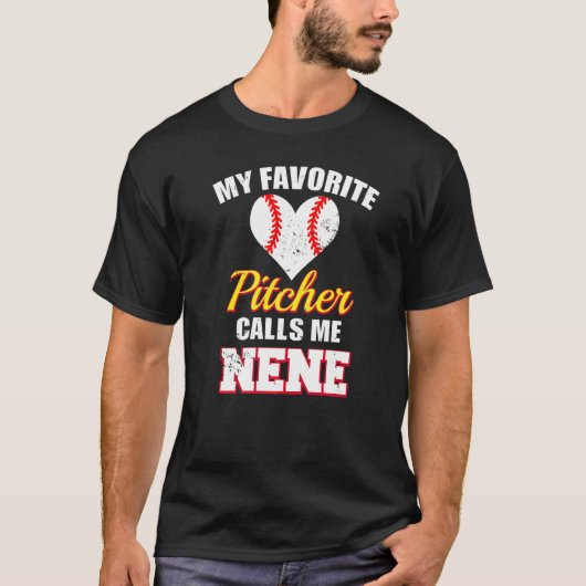 My Favorite Pitcher Calls Me Nene Pitcher Baseball T-shirt (Voorkant)