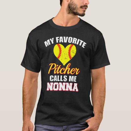 My Favorite Pitcher Calls Me Nonna Pitcher Softbal T-shirt (Voorkant)