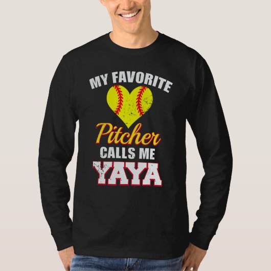 My Favorite Pitcher Calls Me Yaya Pitcher Softball T-shirt (Voorkant)