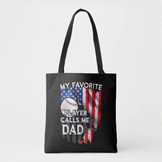 My Favorite Player Calls Me Dad Baseball Tote Bag (Voorkant)