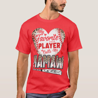 My Favorite Player Calls Me Mamaw Baseball Leopard T-shirt