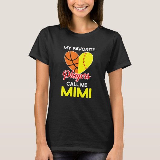 My Favorite Players Call Me Mimi Softball Basketba T-shirt (Voorkant)