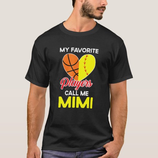My Favorite Players Call Me Mimi Softball Basketba T-shirt (Voorkant)